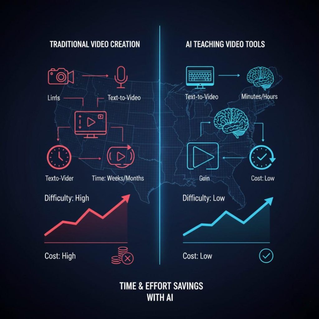 AI teaching video tools creating virtual instructor videos without using a camera