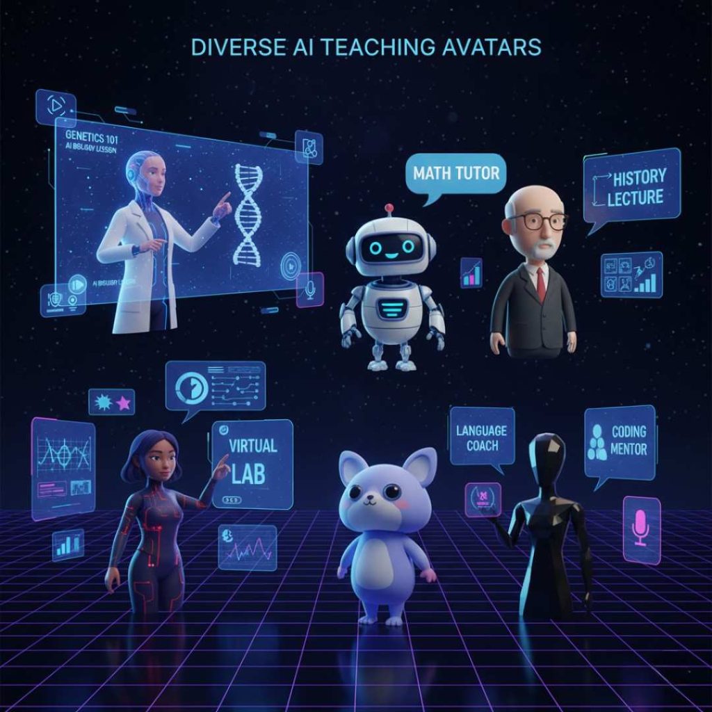 AI teaching video tools creating virtual instructor videos without using a camera