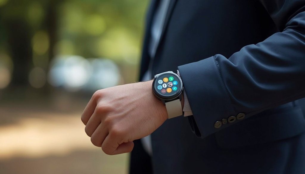 Bernie Sanders AI Technology showing Bernie Sanders using modern AI tools, smart devices, and digital technology in a professional workspace