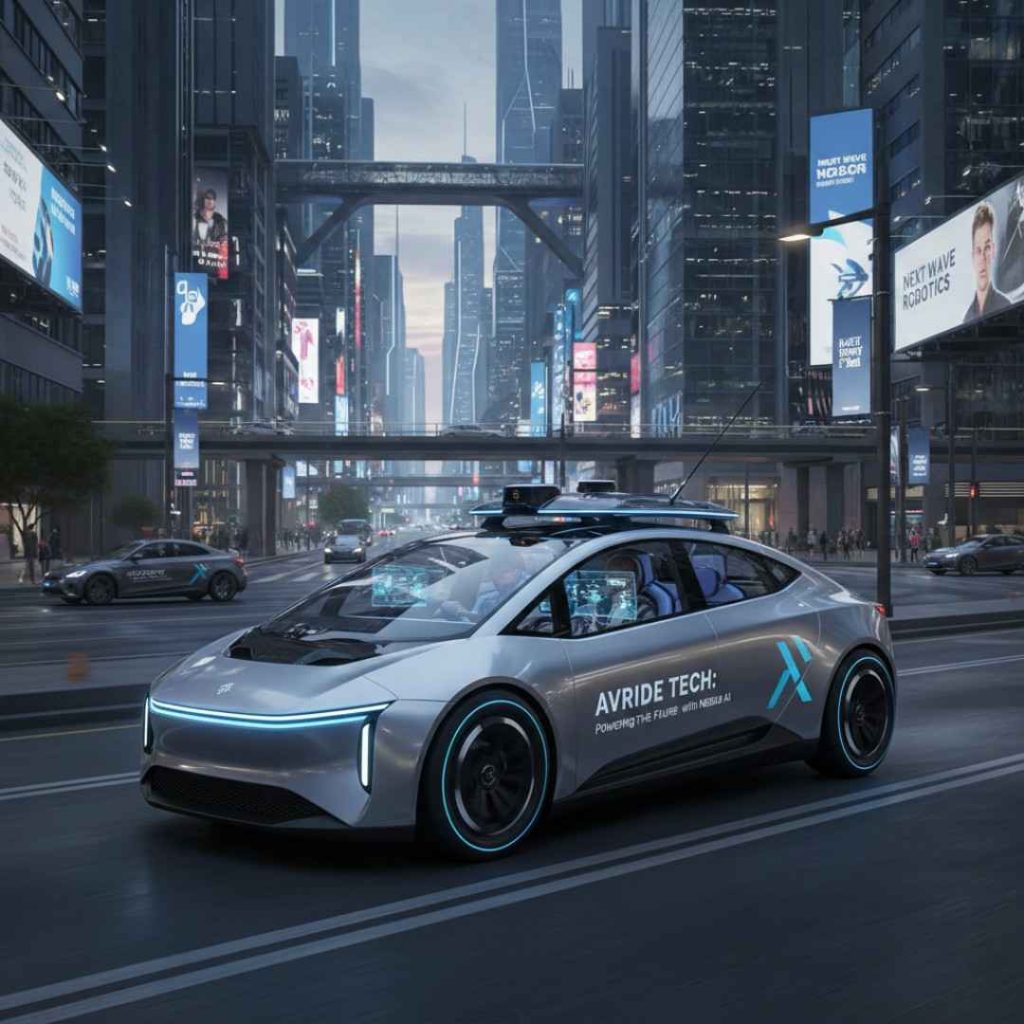 Illustration of Nebius in the next wave of AI showing advanced AI networks and futuristic technology.