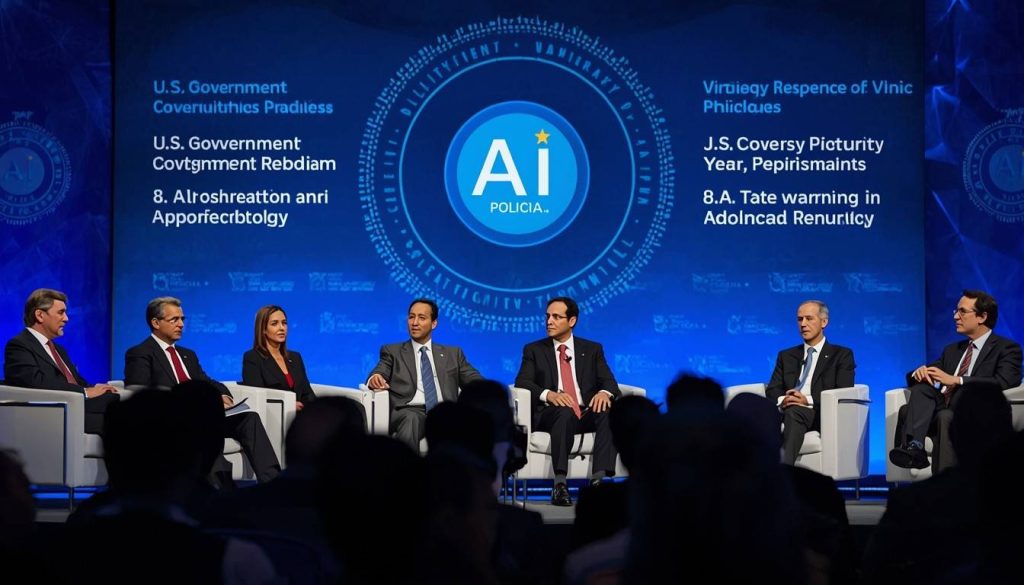 Illustration of algorithmic bias in AI showing a futuristic AI brain with skewed data streams and warning signs, highlighting U.S. government alerts.