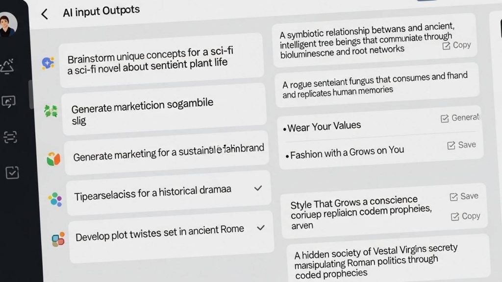 Artificial intelligence in creative idea generation illustrating AI assisting humans with innovative ideas and digital creativity