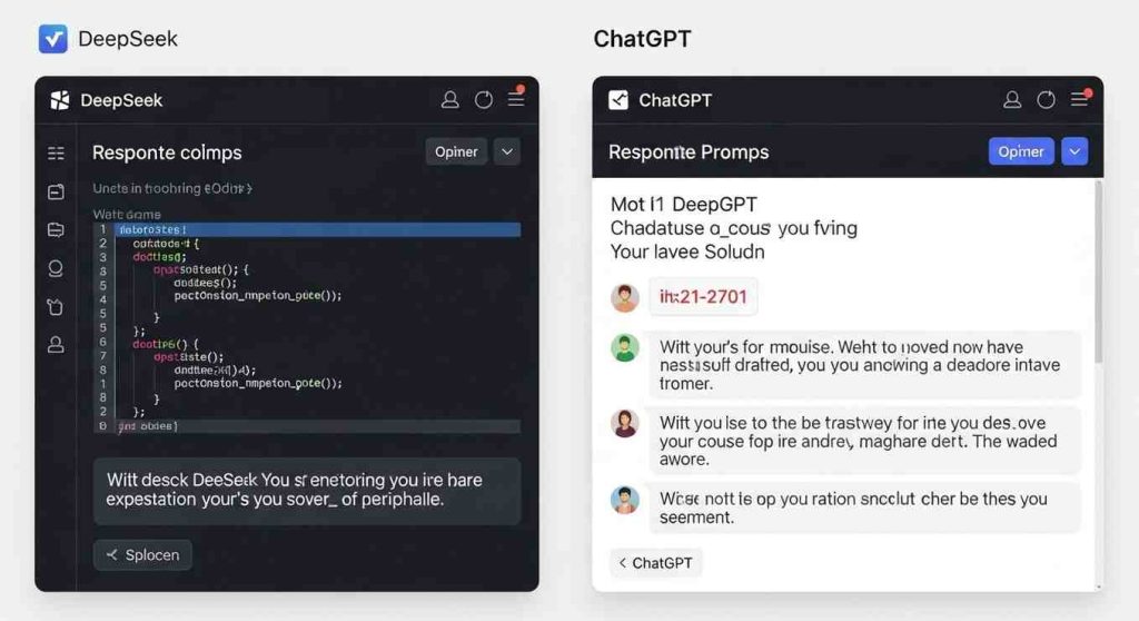 DeepSeek vs ChatGPT 2025 comparison showing AI model performance and capabilities
