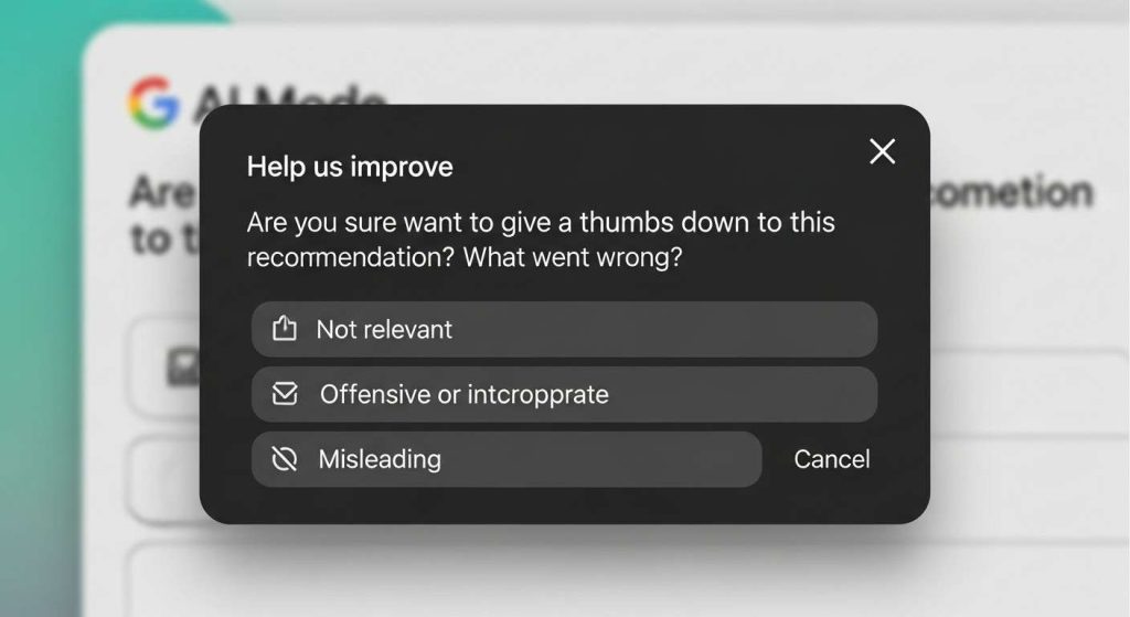 Google AI Mode recommendations showing incorrect results and ways to fix AI suggestions