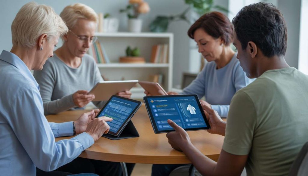 AI in patient health education showing digital health tools helping patients learn through smart technology