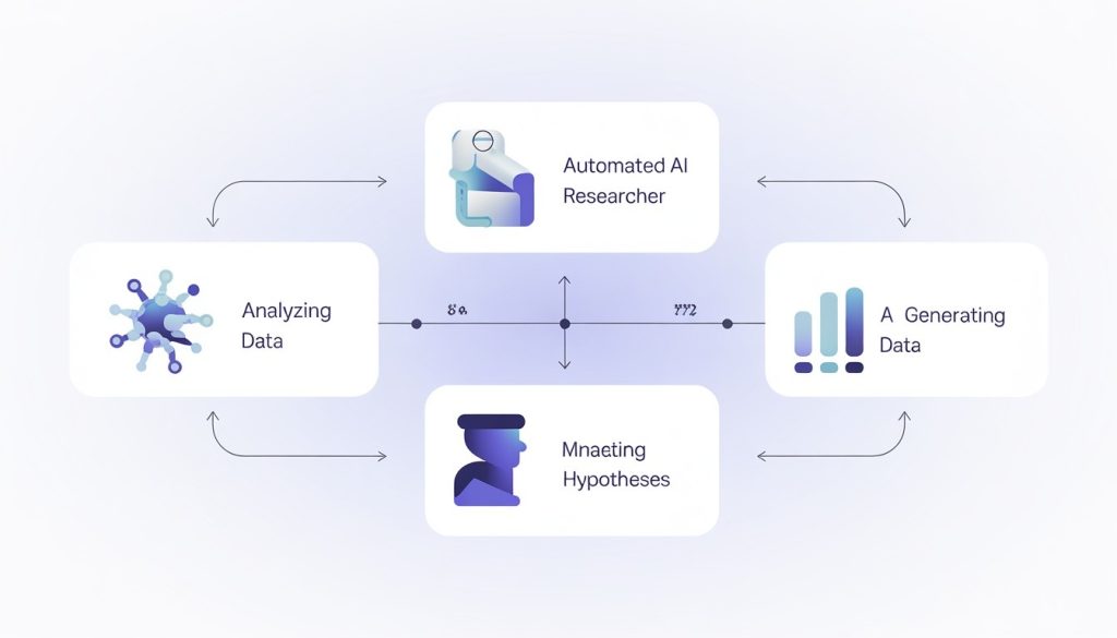 Automated AI Researcher analyzing data and generating insights to transform AI research and innovation.