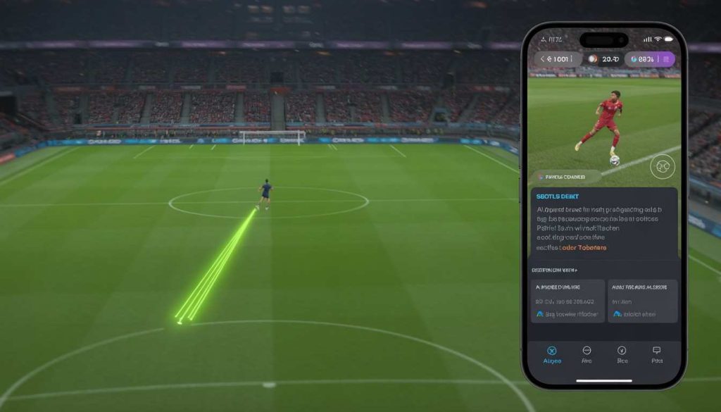 Live sports broadcast showing an AI-powered player tracking system analyzing athletes’ movement in real time during an NBC Sports event.